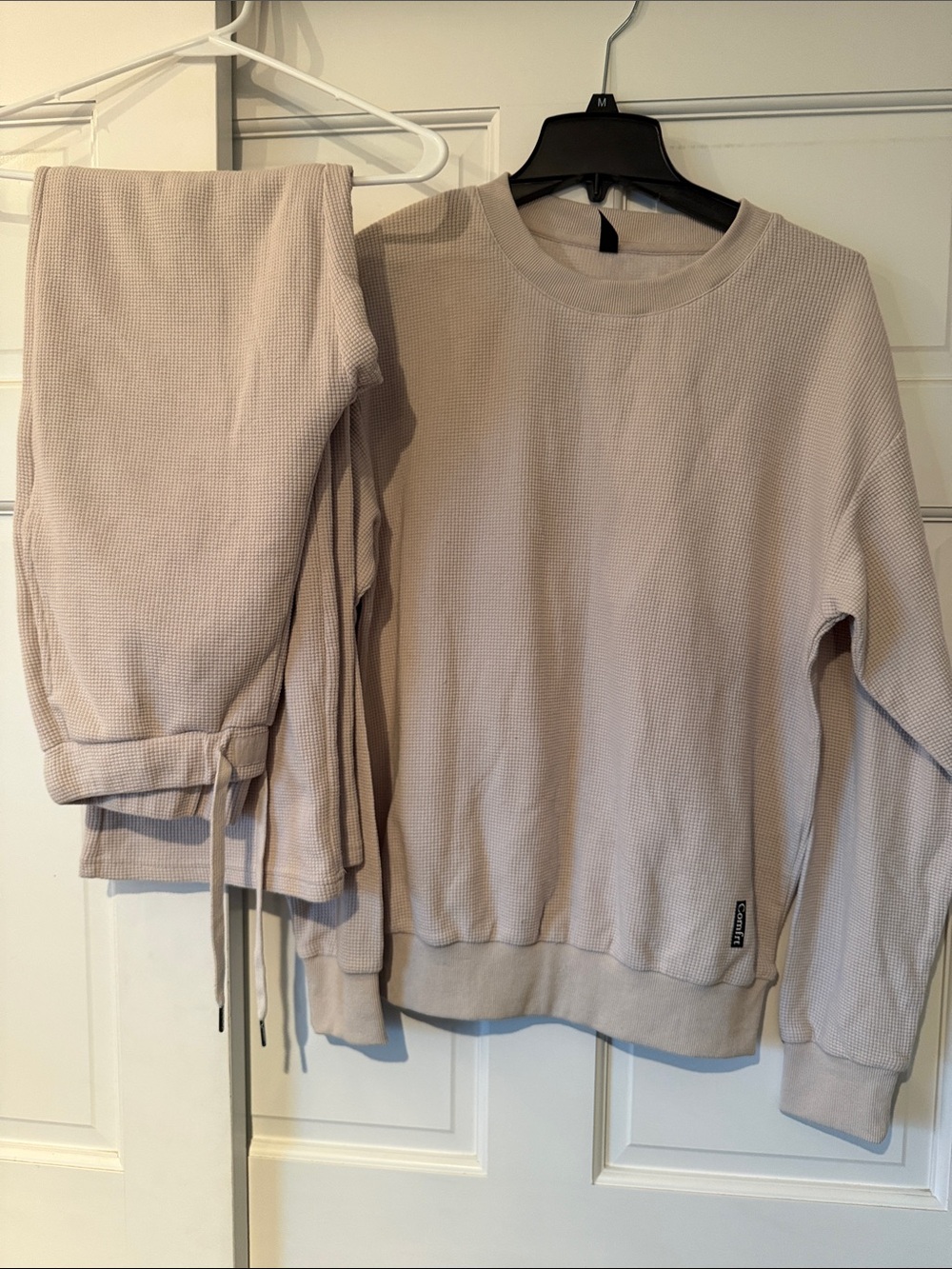 Everyday Waffle-Knit Lounge Set in Light Beige